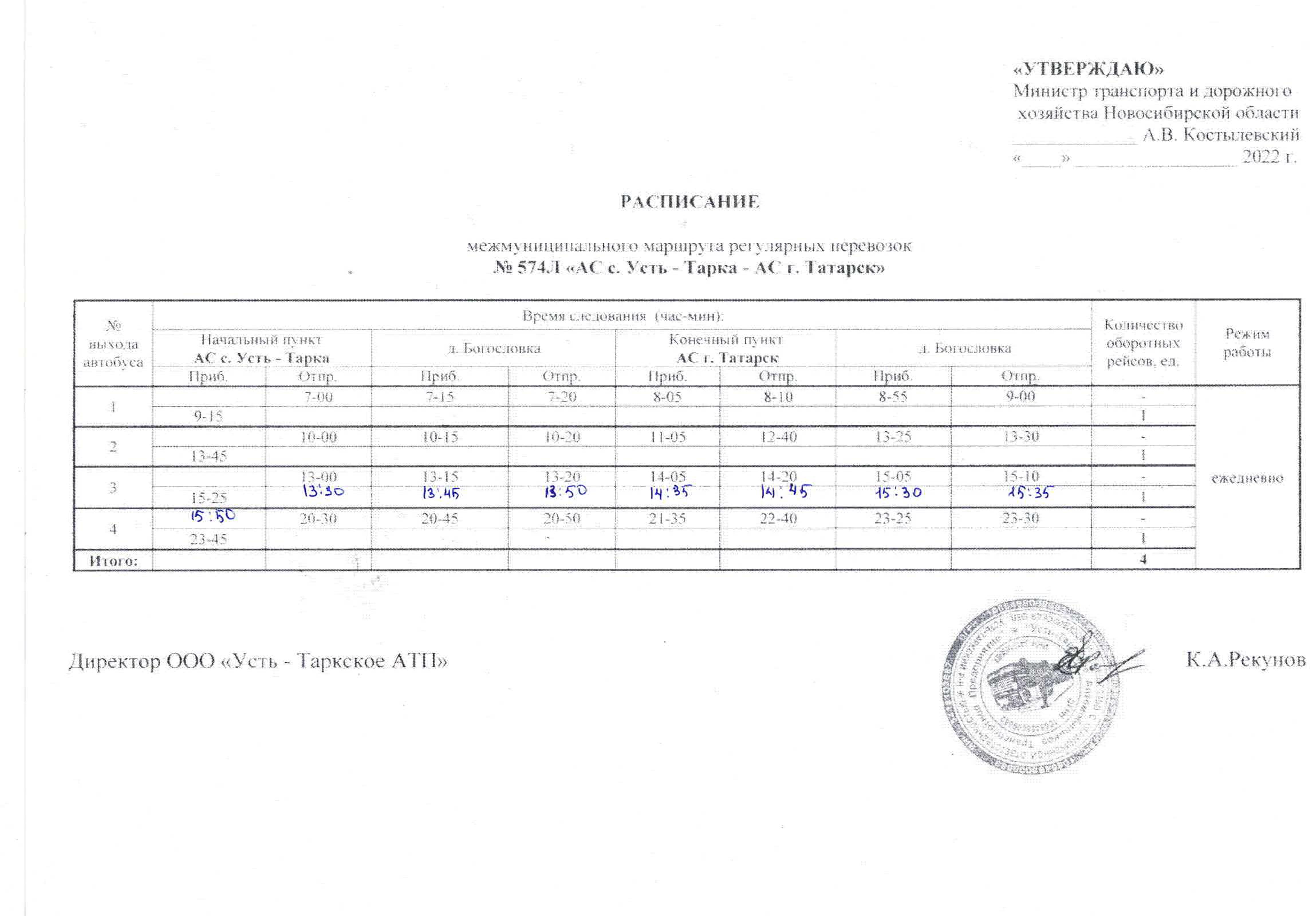 Новосибирск татарск расписание